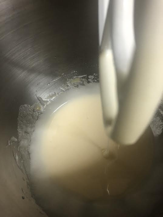 Eggs and Sugar whisked in a stand mixer