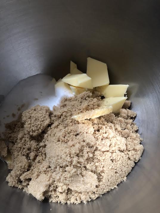Butter and Sugar in bowl of stand mixer