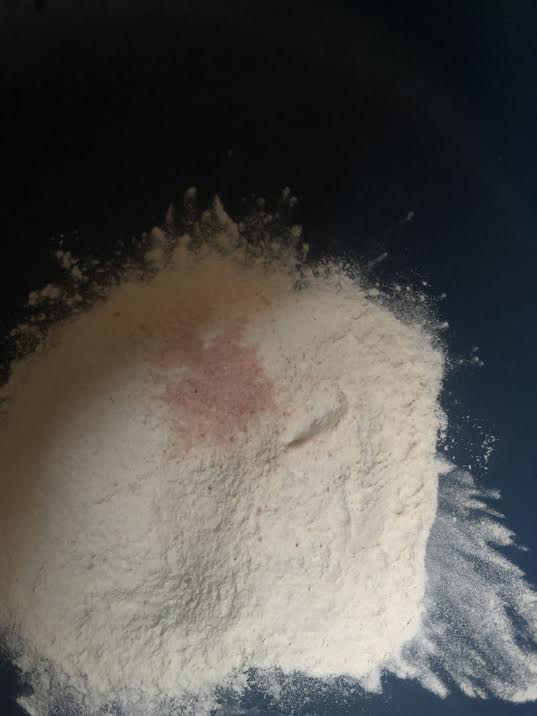 Plain flour and salt in a bowl