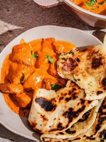 Butter Chicken with Naan in plate