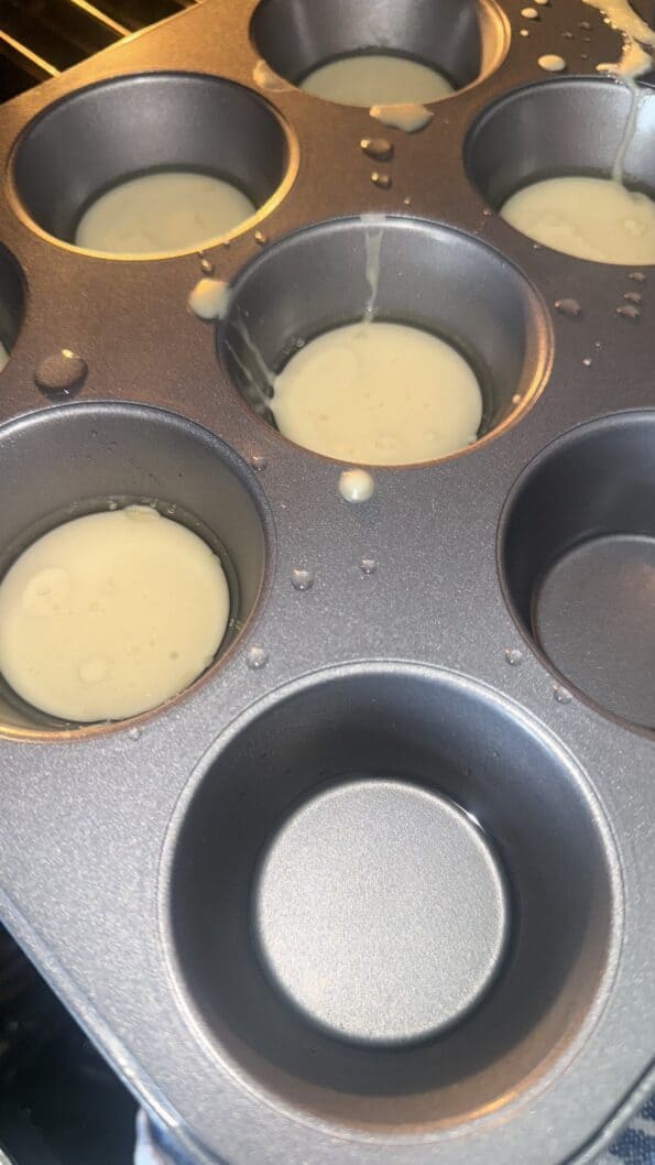 When the oven is hot, a Batter in muffin tin