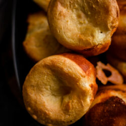 Yorkshire Puddings in a black plate