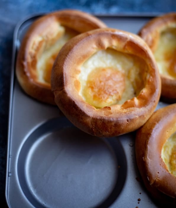 Larger Yorkshire Puddings in a tray