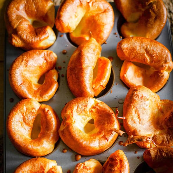 Crispy, fluffy Yorkshire puddings - (simple, fool proof and no fail) Yorkshire Puddings in tin