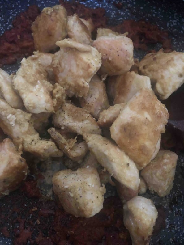 Chicken added back to pan
