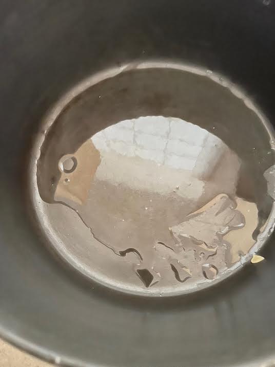 Oil in pot on stove