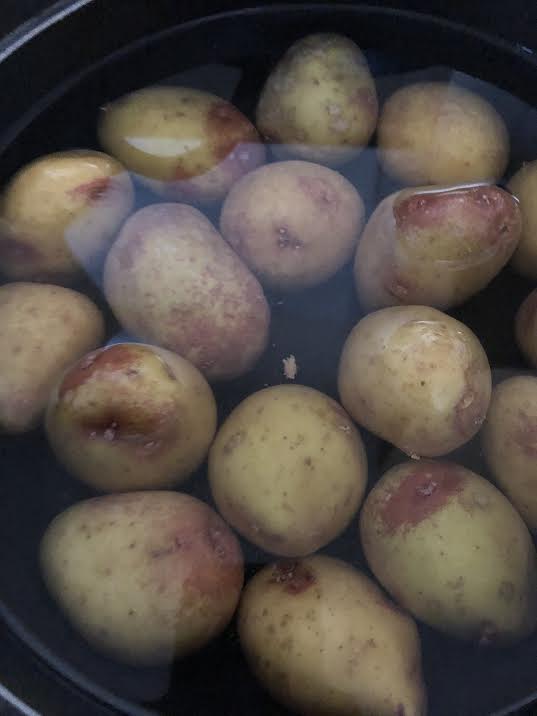 Potatoes in a pot of water