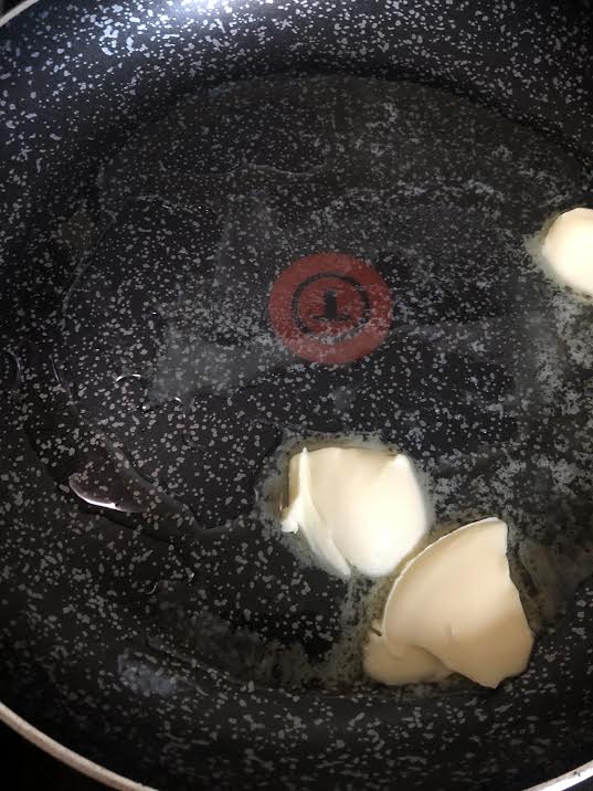 Butter melting in pan