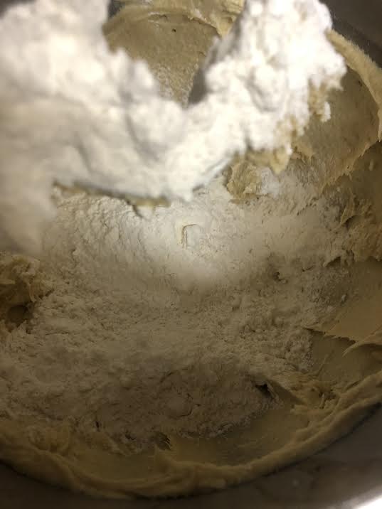 Flour added to bowl of stand mixer