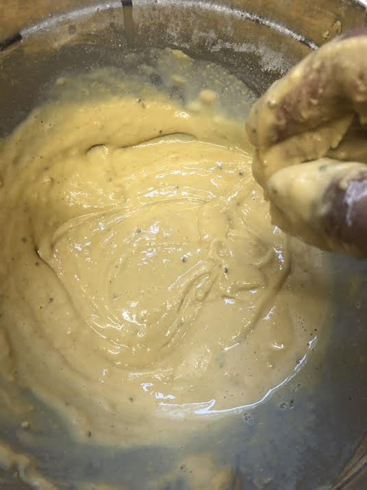 Smooth batter in bowl