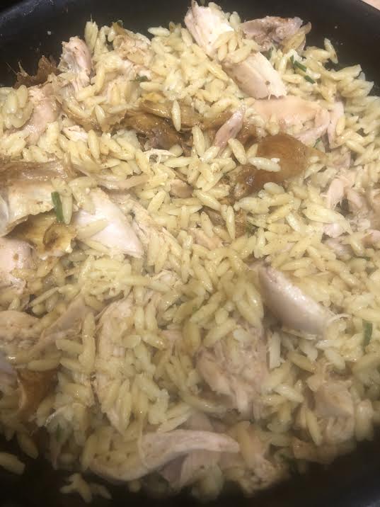 Shredded Chicken added to Orzo Pot