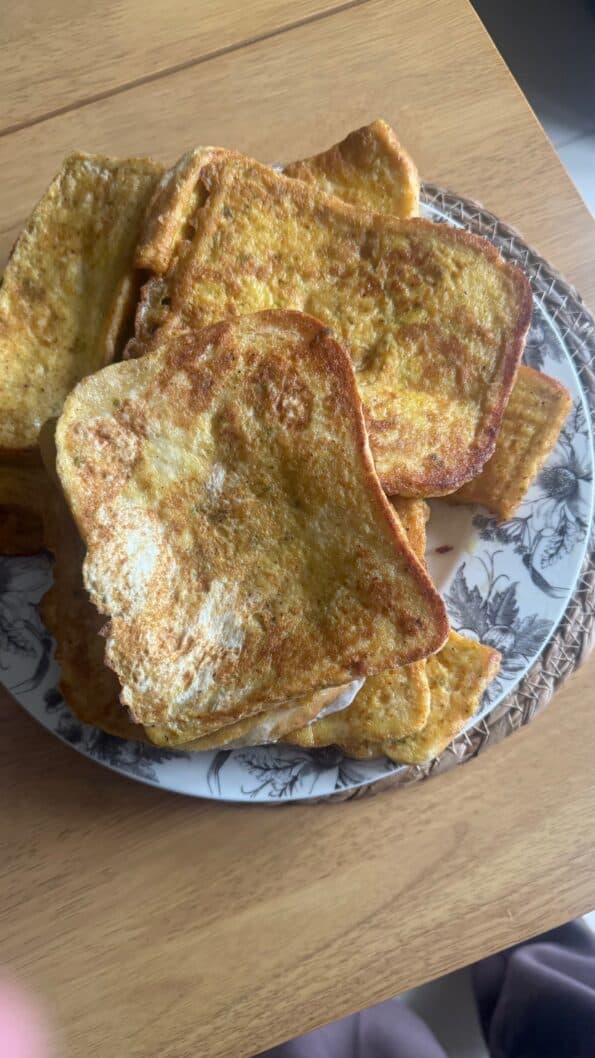 Savoury Masala French Toast French bread piled on plate