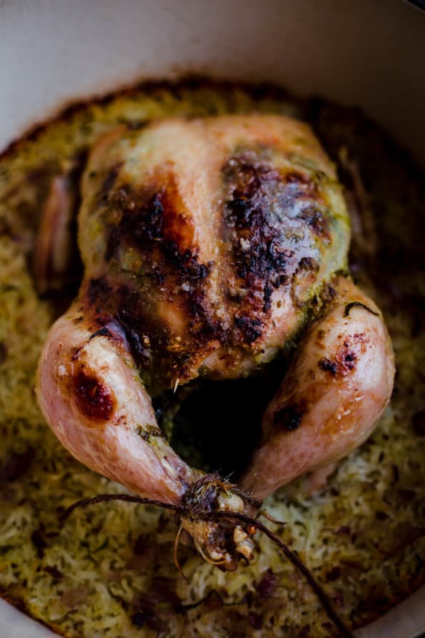 Roast Chicken and Rice in a pot