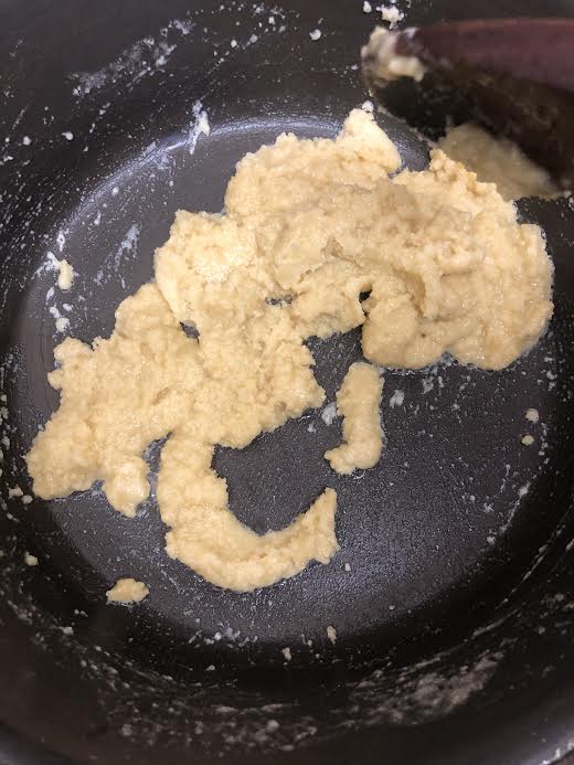 Thickened flour and butter in pot