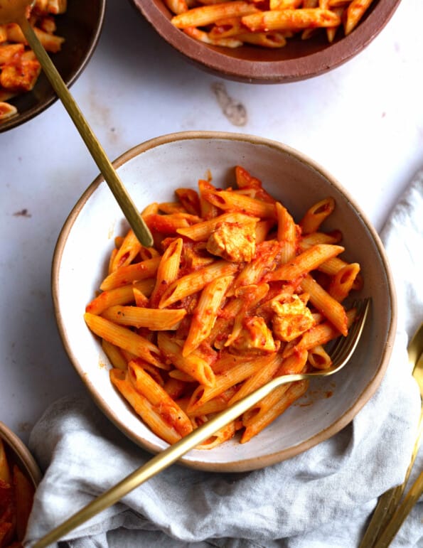 Penne Pomodoro in a bowl