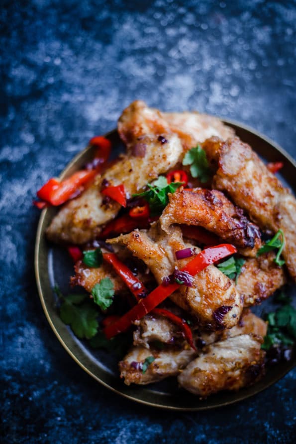 Salt and Pepper Chicken in a plate