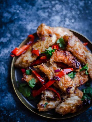 Salt and Pepper Chicken in a plate