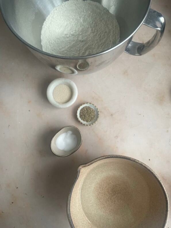 Bun ingredients on a table