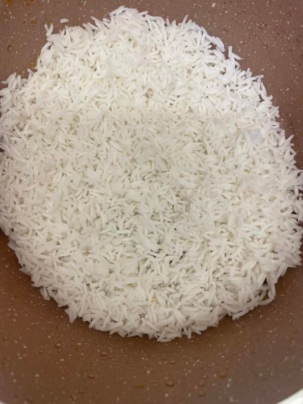 Rice added to pot