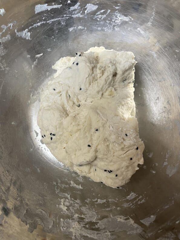 Kneaded dough in bowl