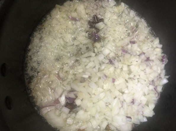 Onions added to pot