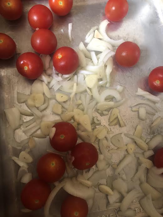 Tomatoes, Onions and Garlic in tin