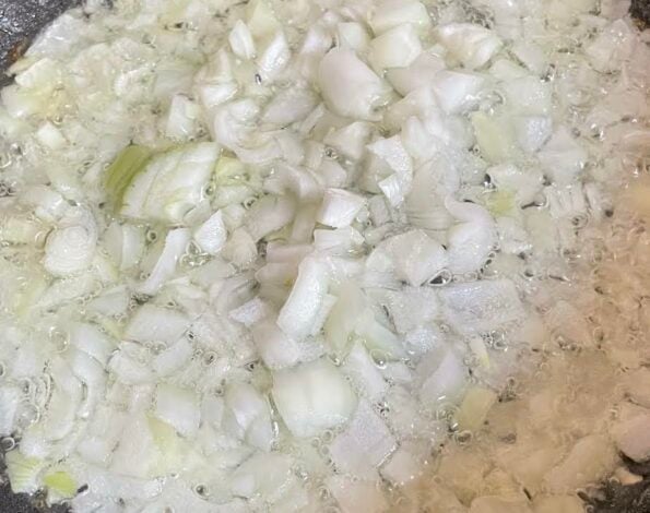 Onions added to oil
