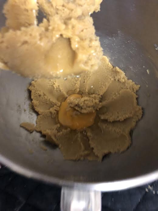Egg added to sugar and butter mixture