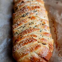 Braided Bread on a lined baking tray