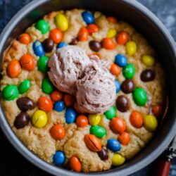 M & M Cookie Dough with ice cream on top