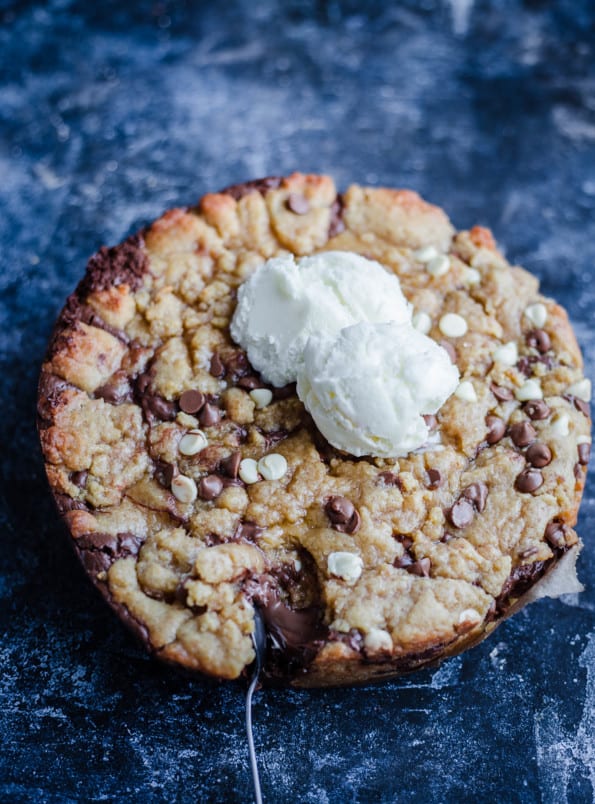Nutella Triple Chocolate Cookie Dough with ice cream on top
