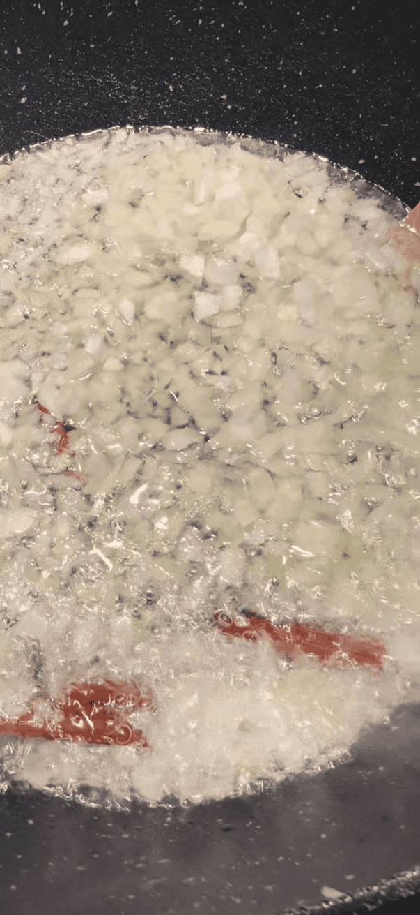 Lamb Chops Curry Onions added to pot