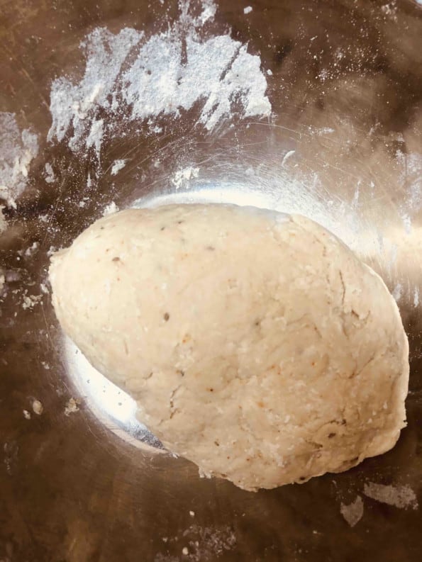 Kneaded dough in bowl