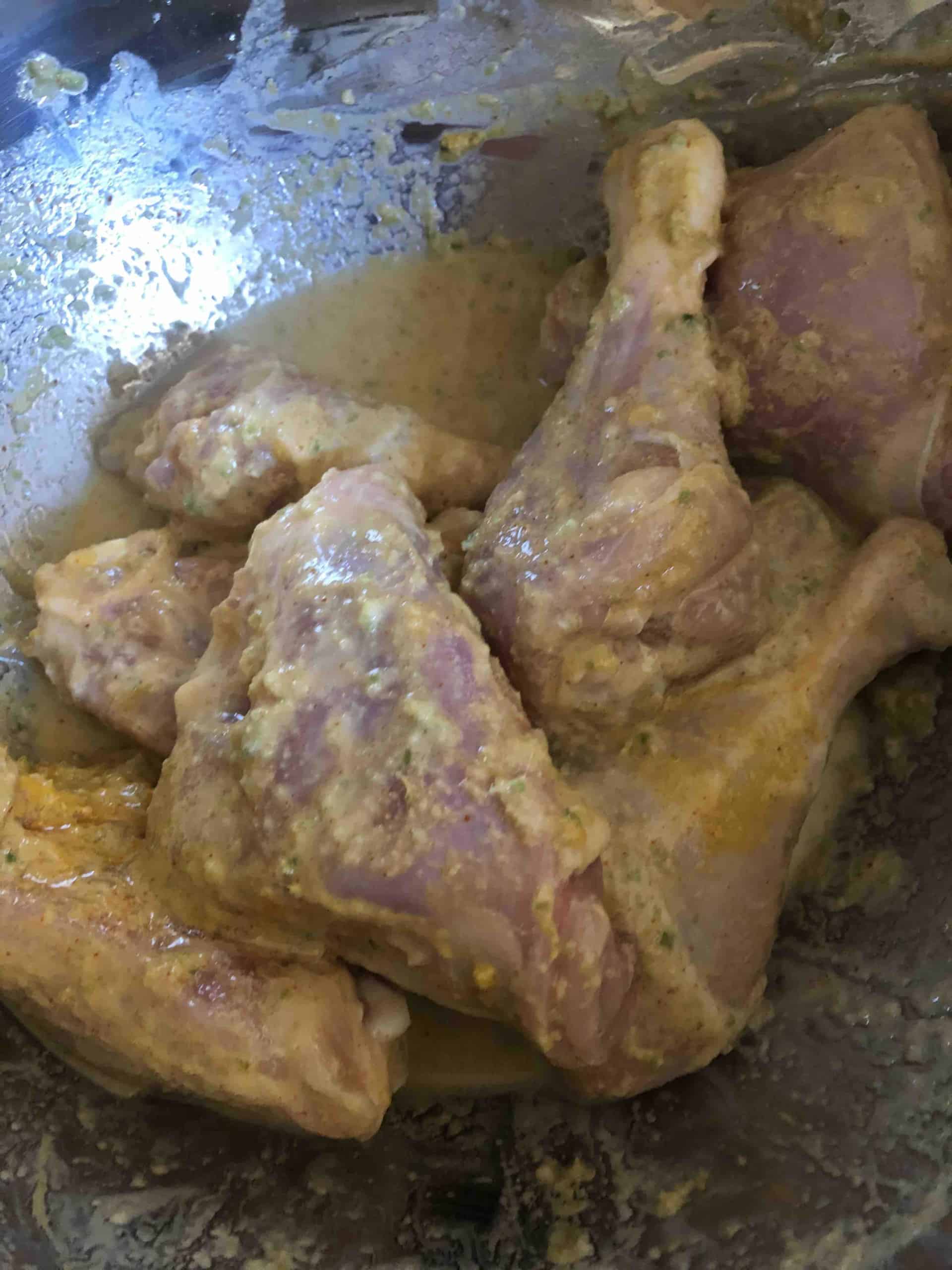 Chicken Bhuna (The Ultimate Restaurant-Style Chicken Curry) Chicken marinaded in yoghurt and spices in bowl