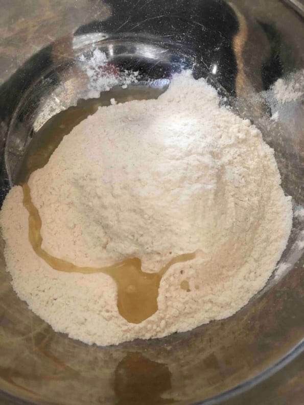 Oil and flour in a bowl 