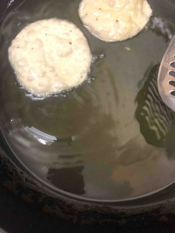 Papdi frying in deep pan