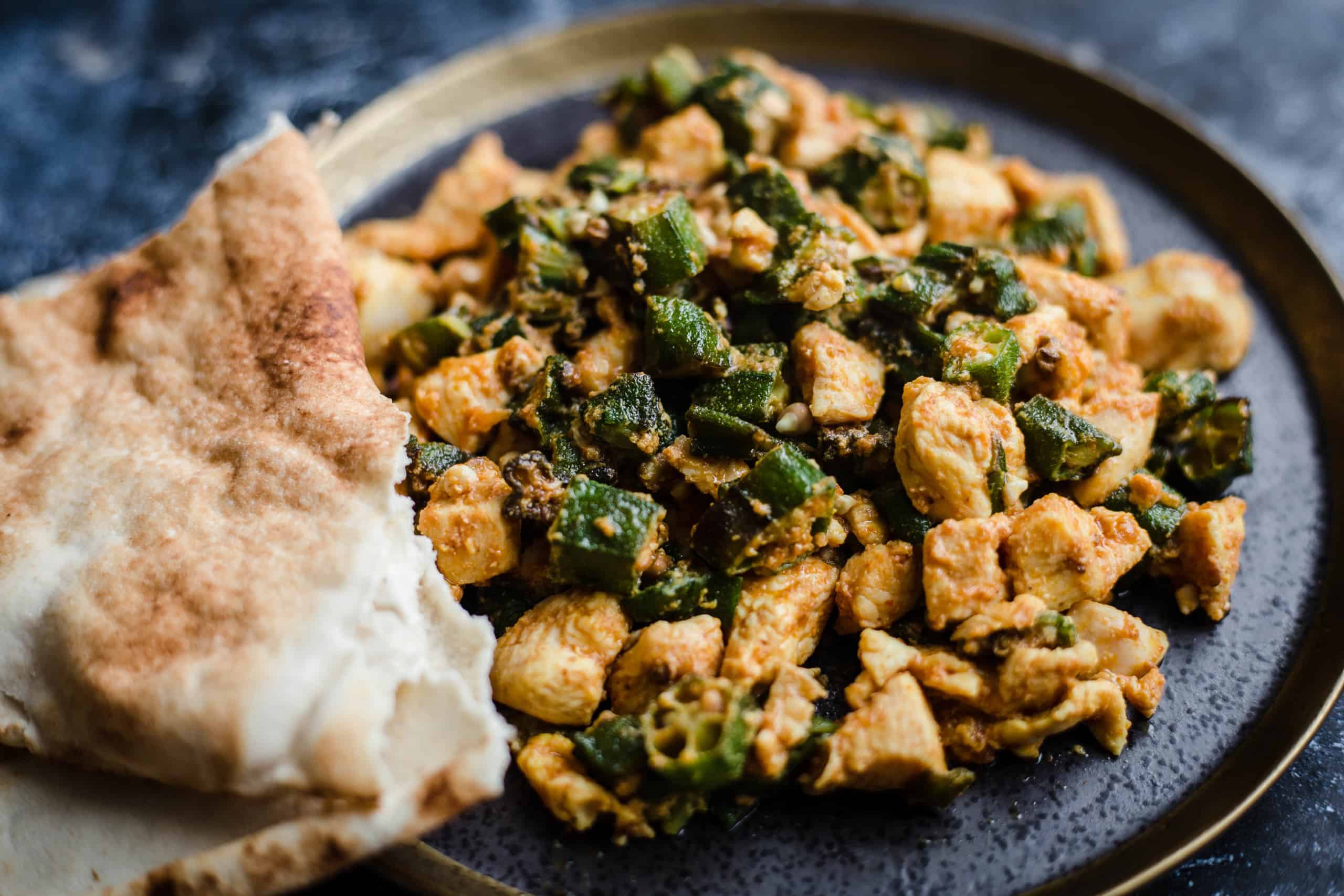 Bhindi Chicken Bhindi Chicken in a plate