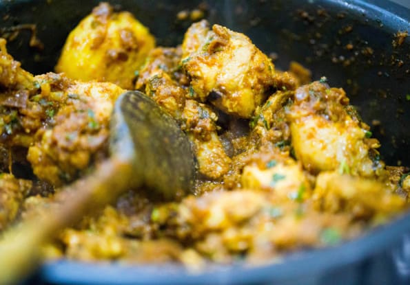 Chicken curry in pot