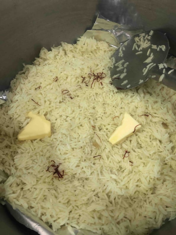 Saffron added to rice layer