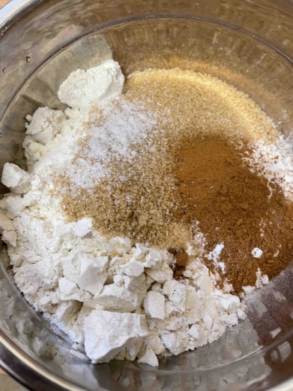 Cinnamon added to Flour mix in bowl