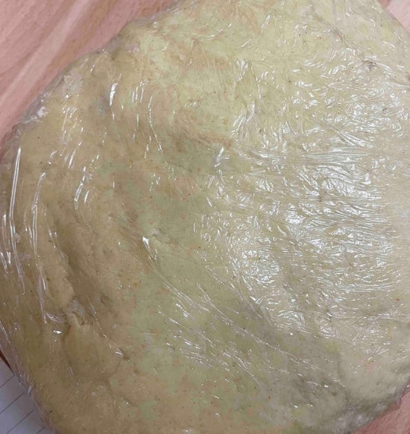 Dough wrapped in clingfilm