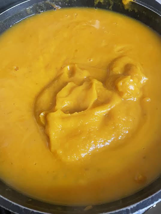 Blended Pumpkin Ginger Soup in a pot