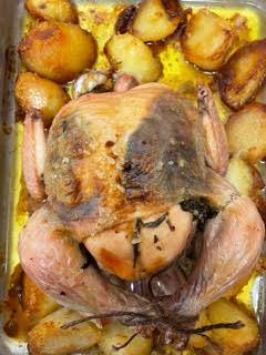 Cooked Chicken and Potatoes in tin