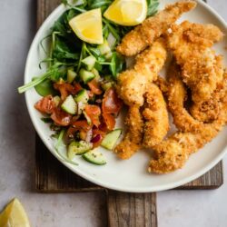 Panko Chicken with salad in a plate