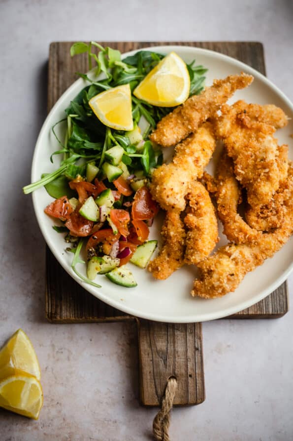 Panko Chicken with salad in a plate
