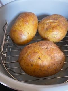 Pressure cooked potatoes on trivet