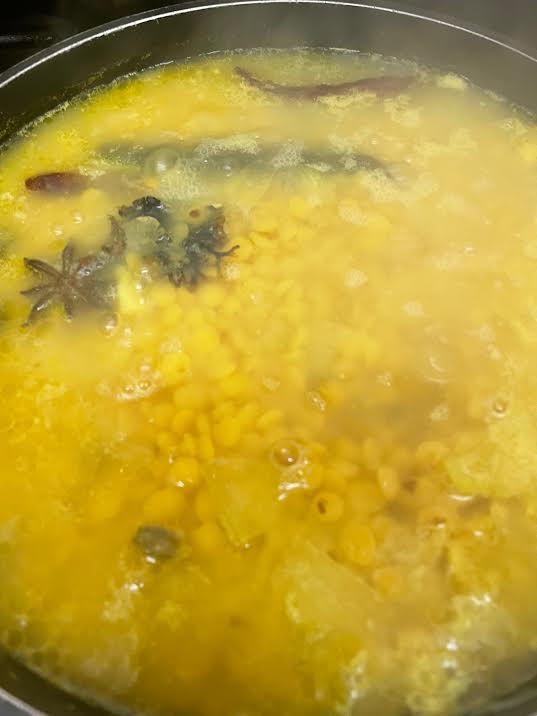 Cooked Dal in pot