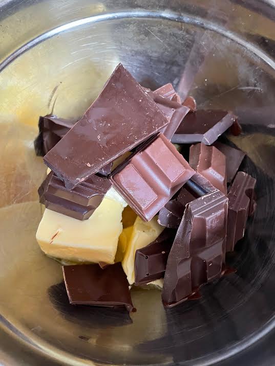 Chocolate and butter in a bowl