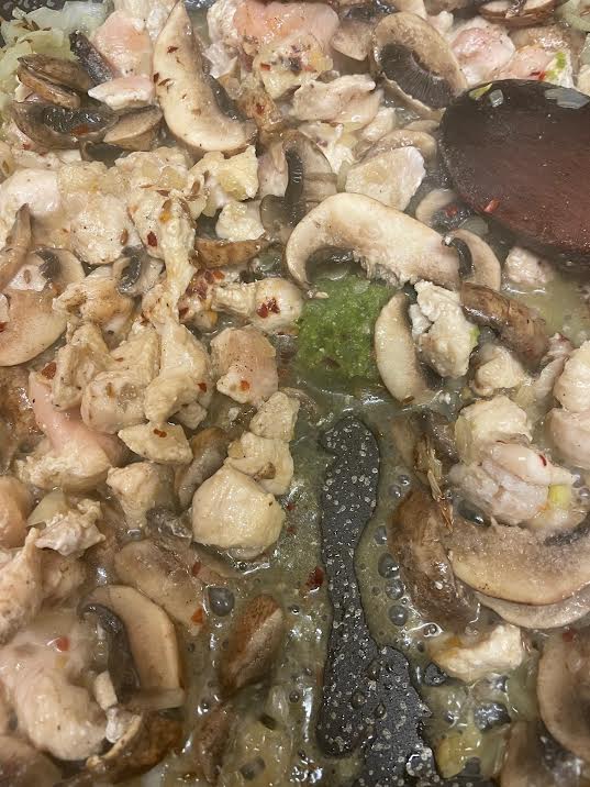 Chicken and Mushroom filling in pan