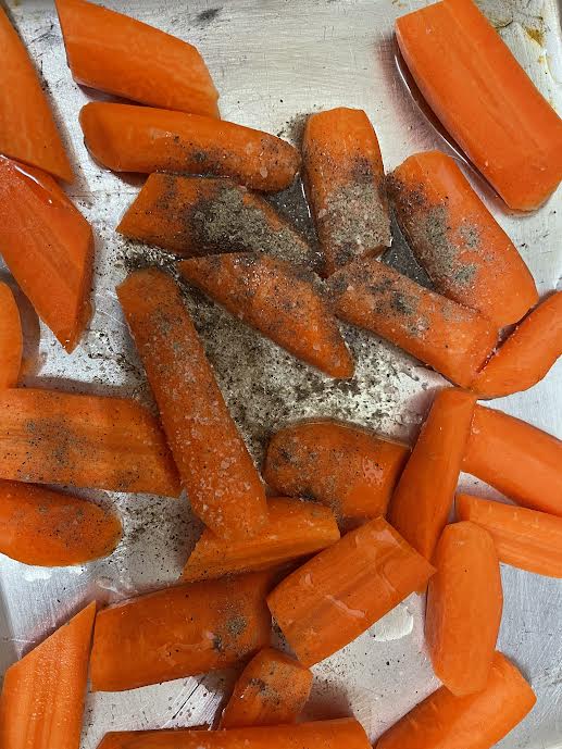 Carrots and other ingredients on a